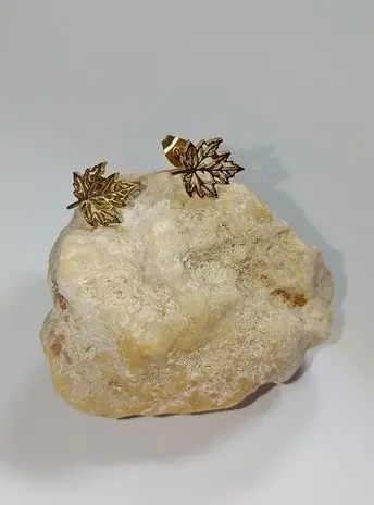 COPII > CERCEI PENTRU COPII - Cercei aurii frunza din inox hipoalergenic, ,Soapta Arinului   rezistenti la apa