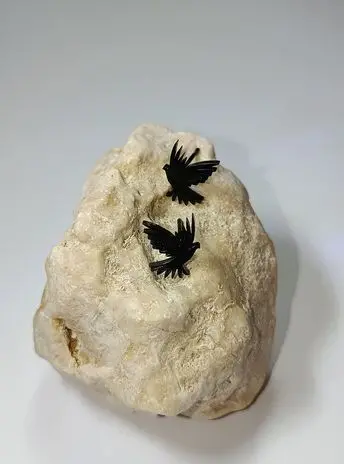 MAMĂ-FIICĂ > CERCEI MAMĂ-FIICĂ - Cercei negri pasare din inox hipoalergenic,   Suflet Liber