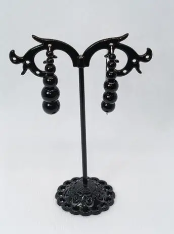 FEMEI > CERCEI PENTRU FEMEI - Cercei Otel Inoxidabil Hipoalergenic cu Margele Negre Descrescatoare - Minimal Black