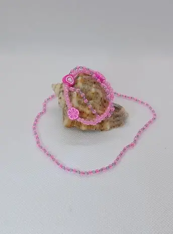 COPII > SETURI PENTRU COPII - Set bijuterii copii,margele TOHO si Miyuki -Magie Roz BonBon